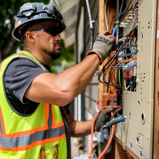 Professional electrician working